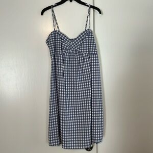 Baby blue and white checkered dress